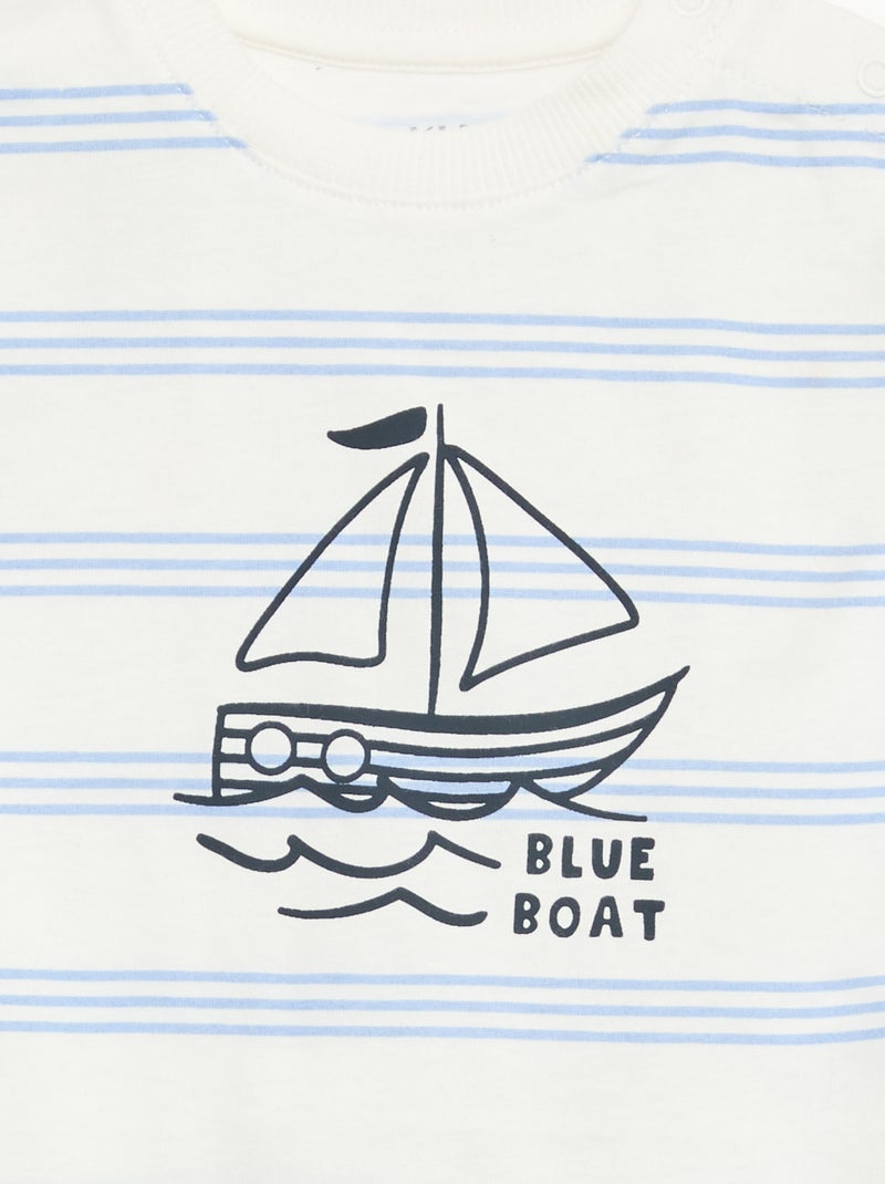 2-delige katoenen set: T-shirt + short Wit - Kiabi