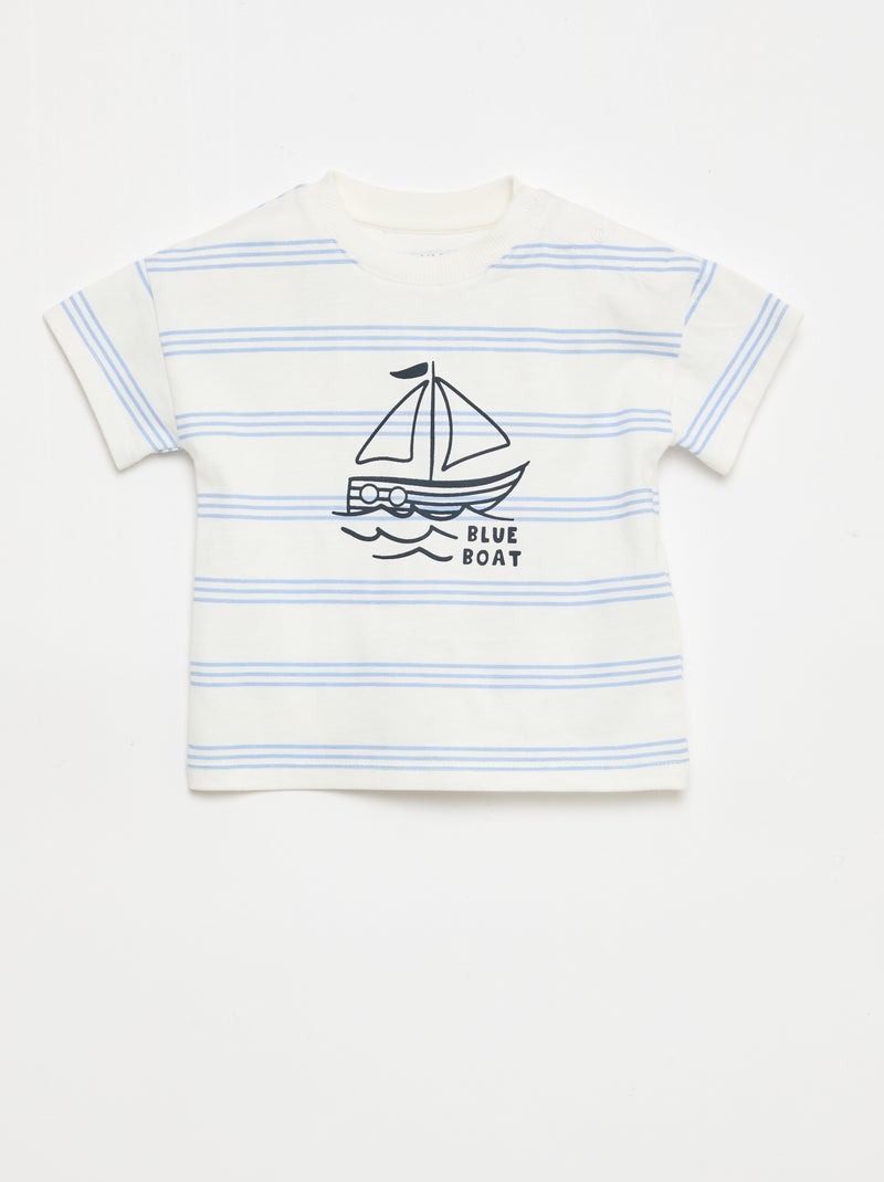 2-delige katoenen set: T-shirt + short Wit - Kiabi