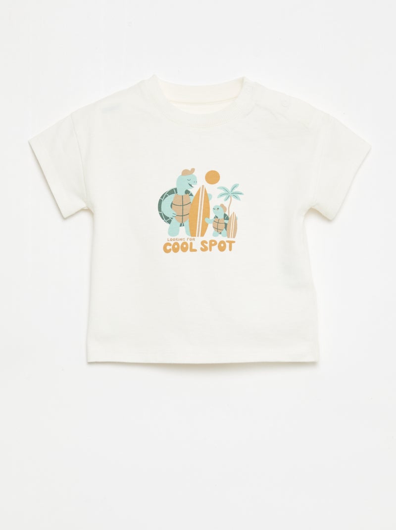 2-delige katoenen set: T-shirt + short Wit - Kiabi