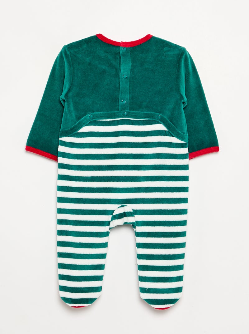2-delige kerstset van velours - pyjama + muts Groen - Kiabi