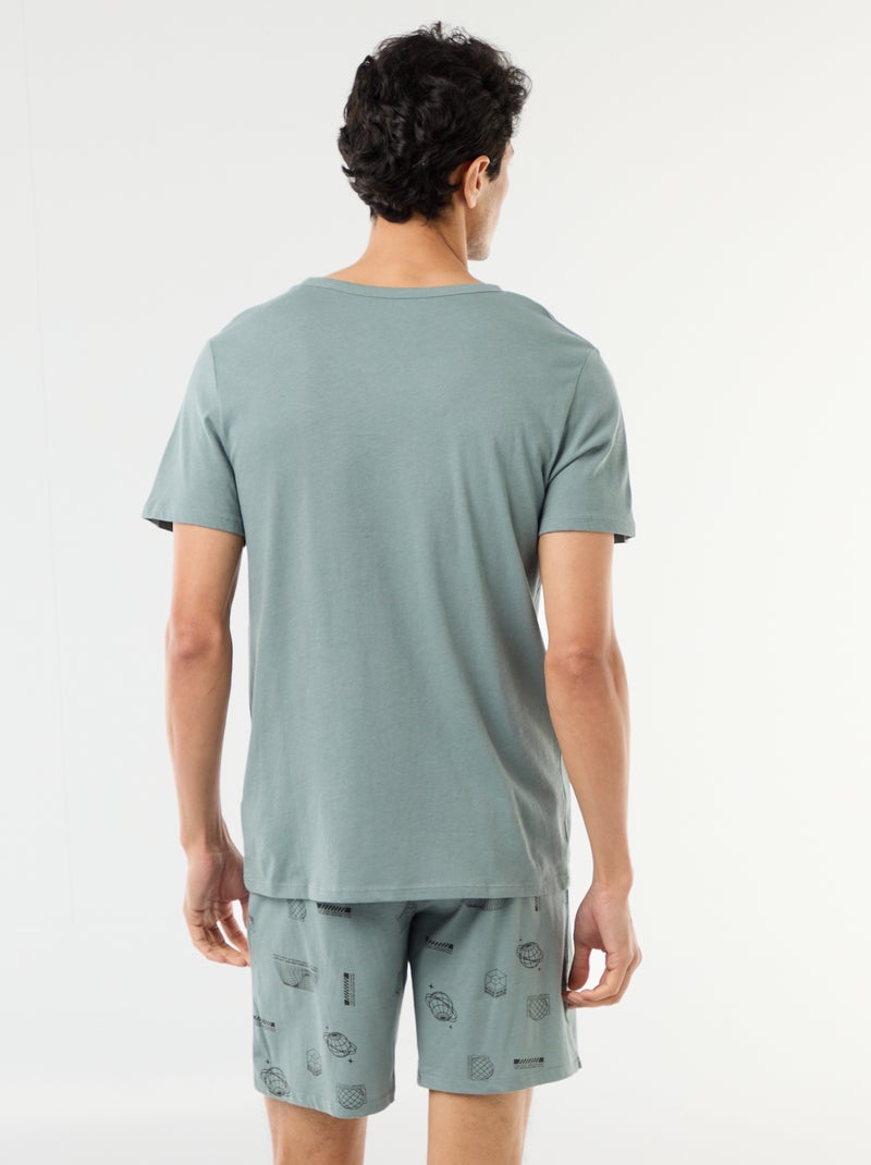 2-delige korte pyjamaset - T-shirt + short Blauw - Kiabi