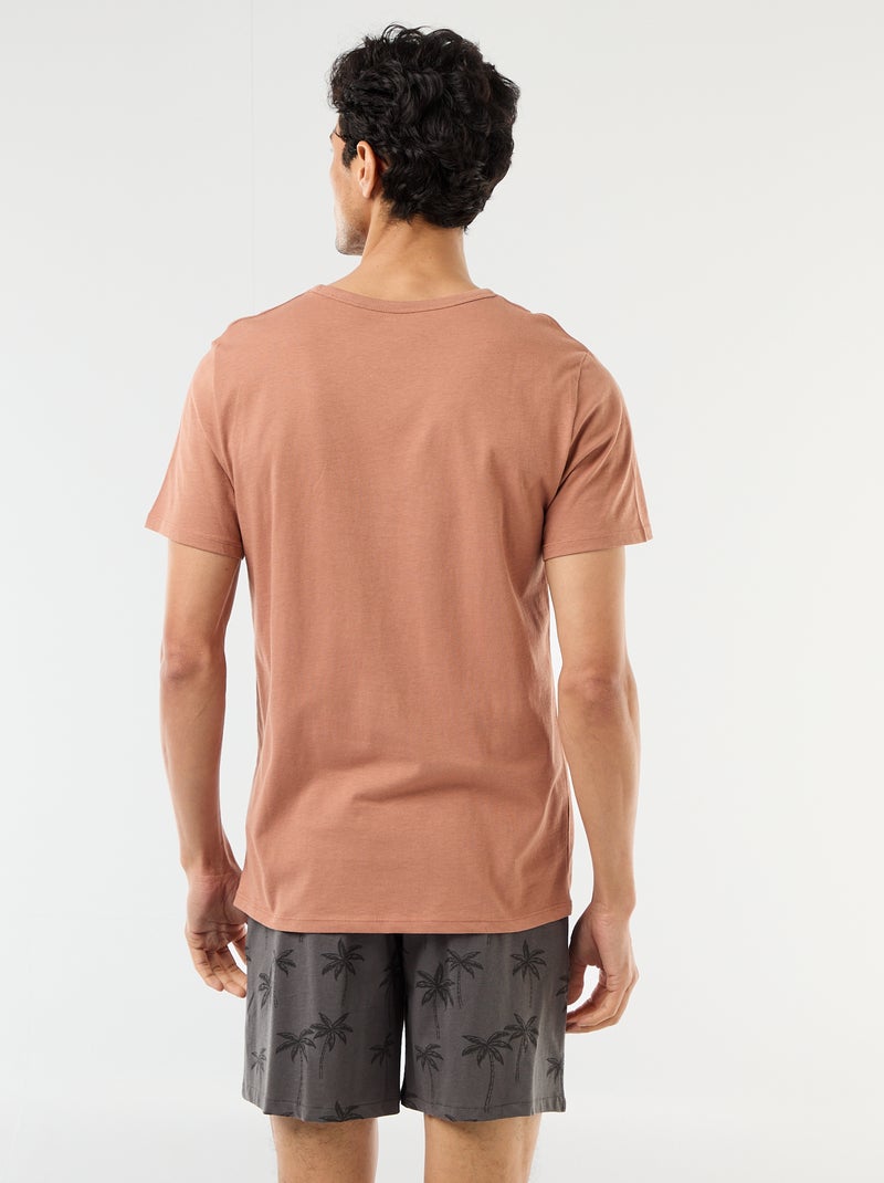 2-delige korte pyjamaset - T-shirt + short Bruin - Kiabi