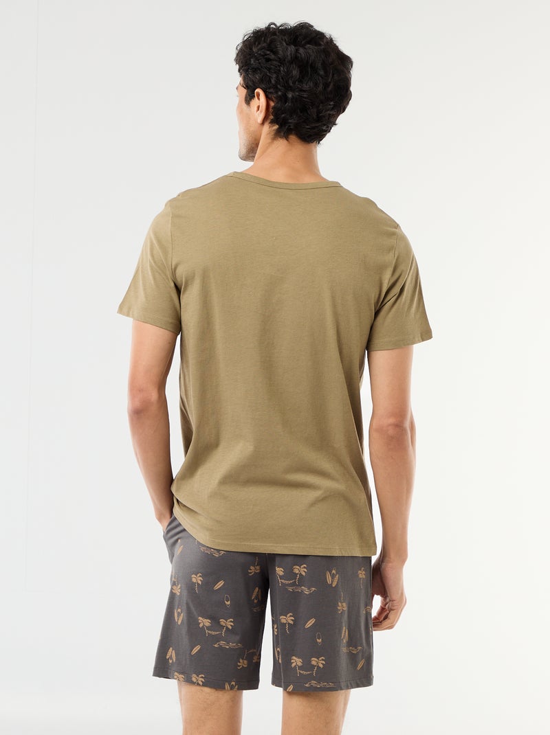 2-delige korte pyjamaset - T-shirt + short Groen - Kiabi