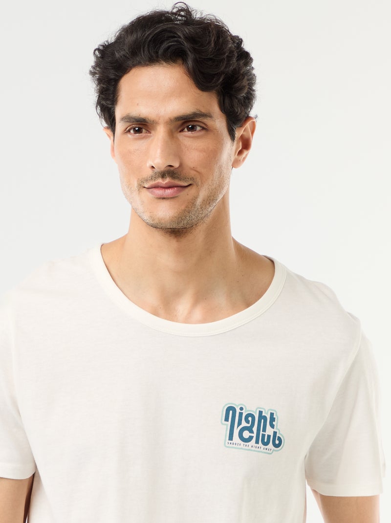 2-delige korte pyjamaset - T-shirt + short Wit - Kiabi