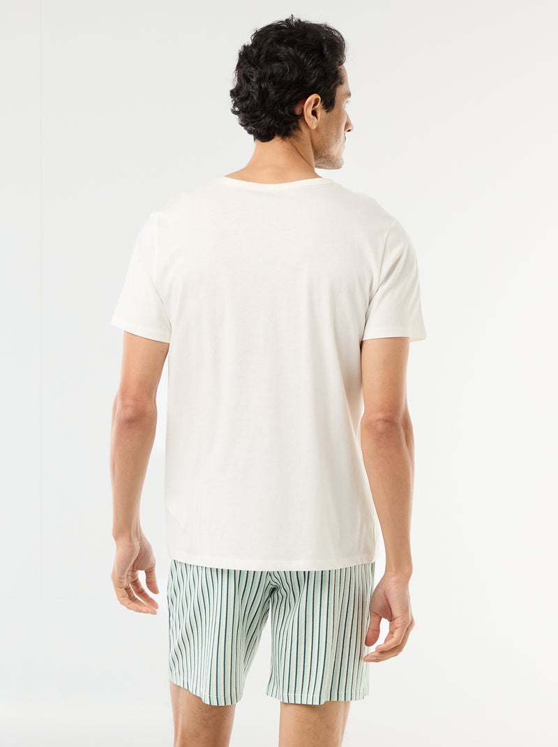 2-delige korte pyjamaset - T-shirt + short Wit - Kiabi