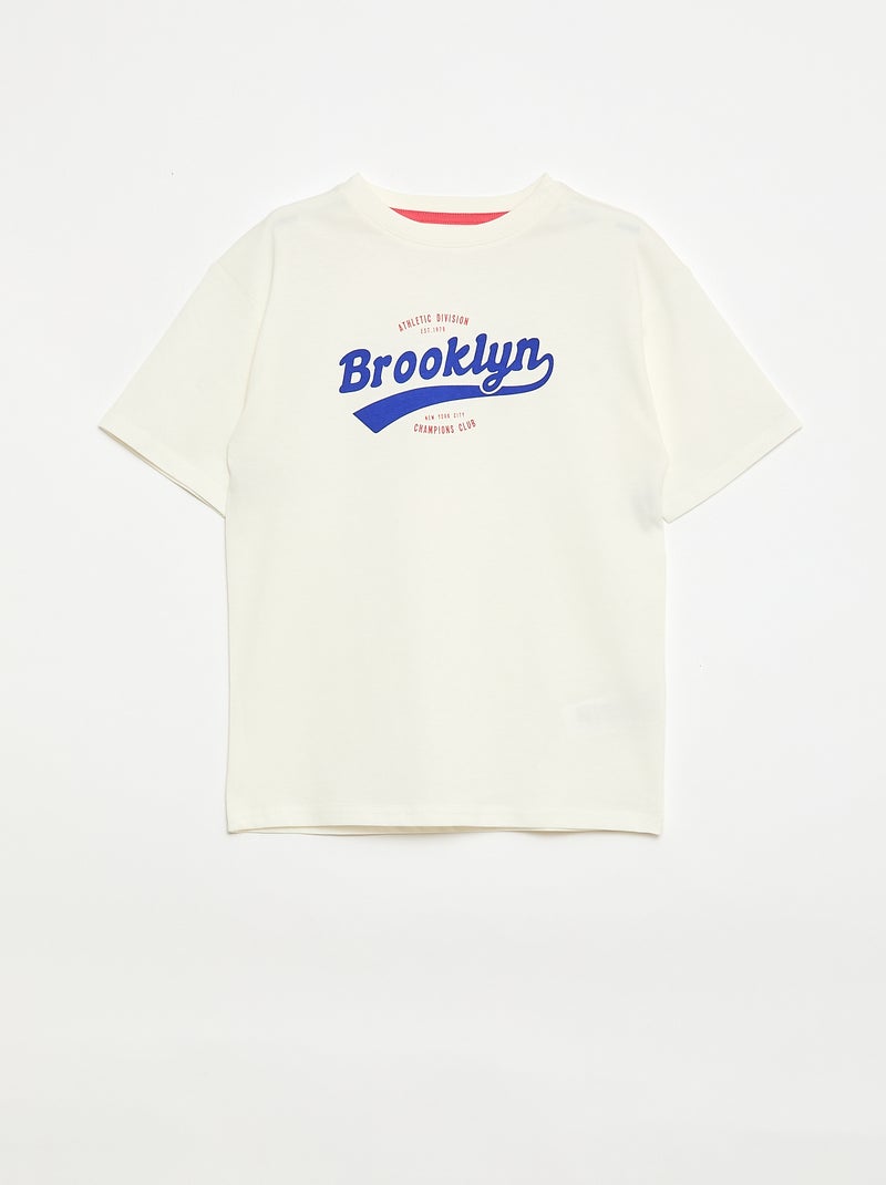 2-delige korte pyjamaset - T-shirt + short Wit - Kiabi