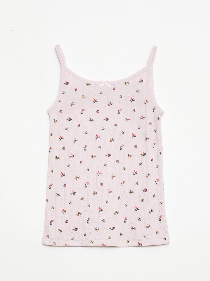 2-delige korte pyjamaset met topje en short met print Paars - Kiabi