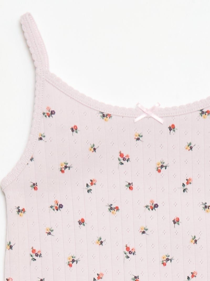 2-delige korte pyjamaset met topje en short met print Paars - Kiabi