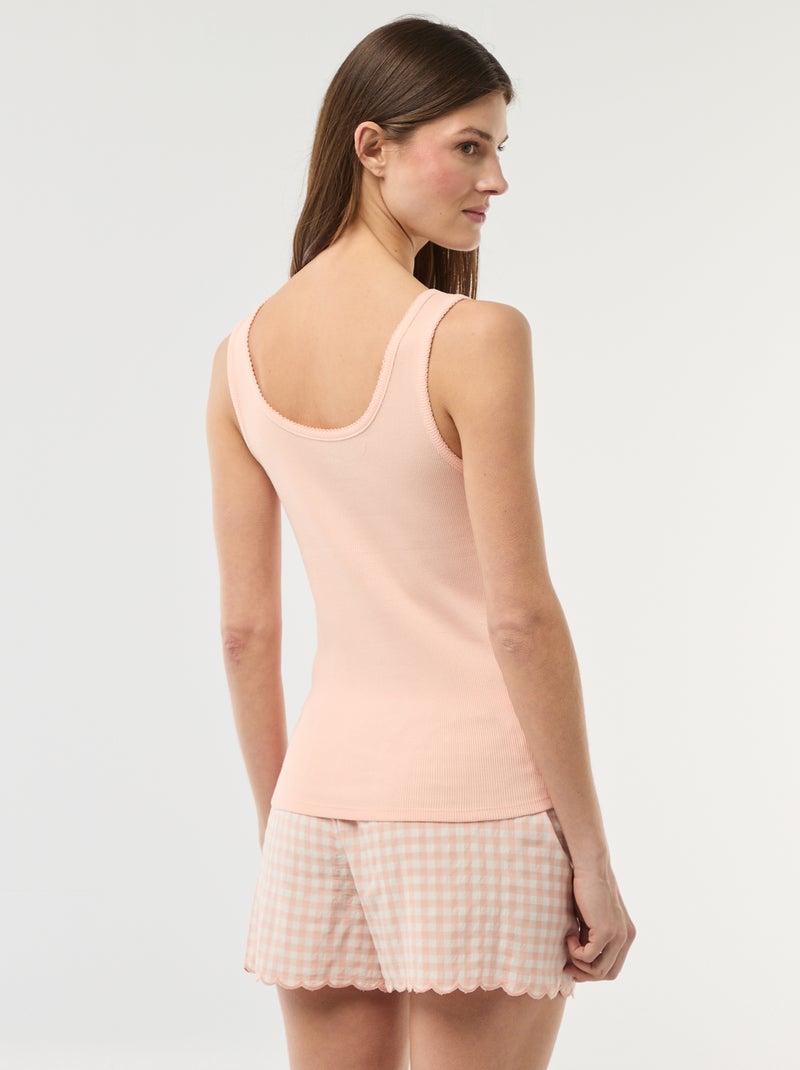 2-delige korte pyjamaset met vichyruit Oranje - Kiabi