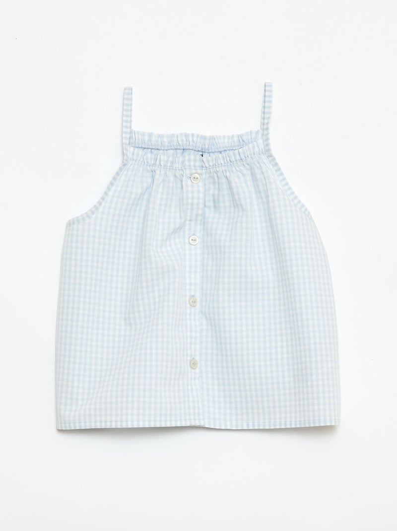 2-delige korte pyjamaset met vichyruit Wit - Kiabi