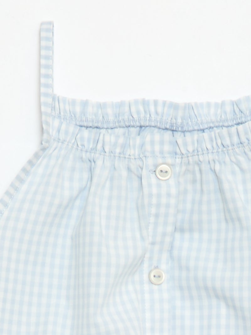 2-delige korte pyjamaset met vichyruit Wit - Kiabi