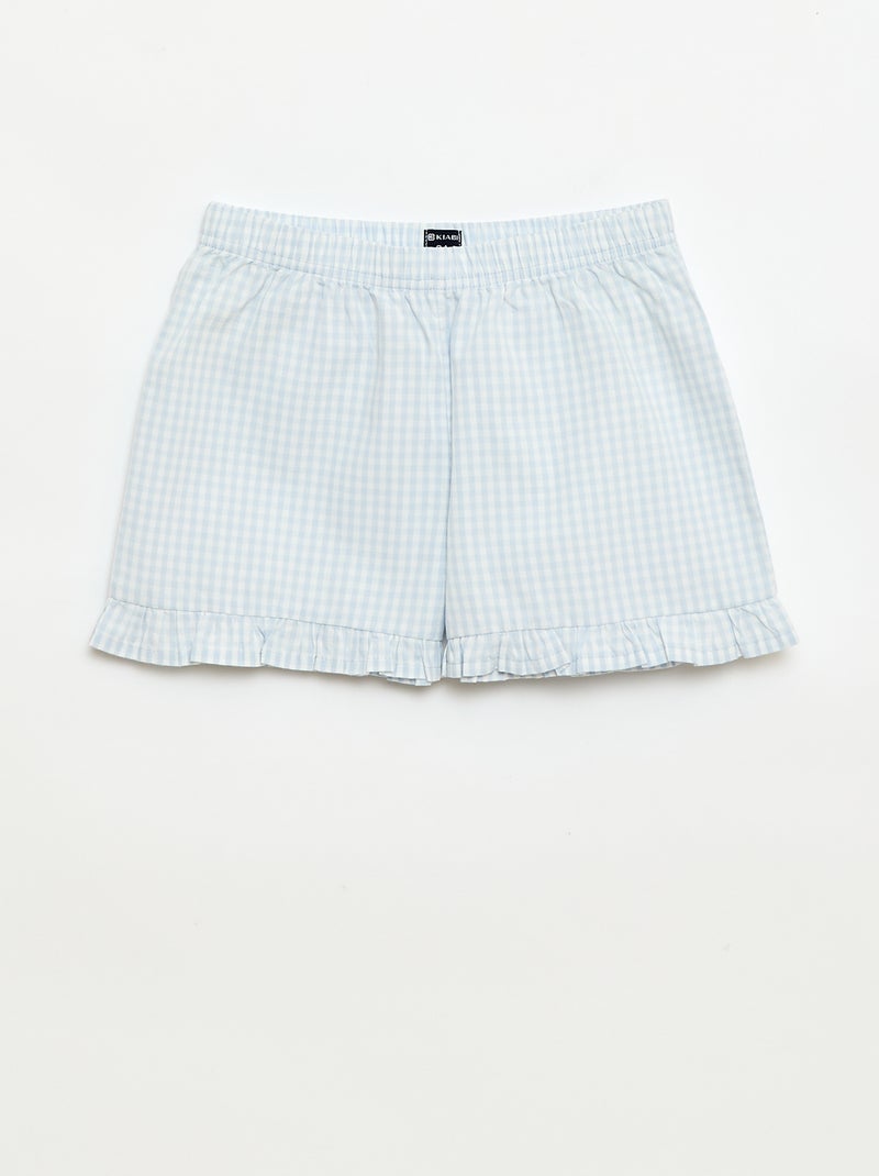 2-delige korte pyjamaset met vichyruit Wit - Kiabi