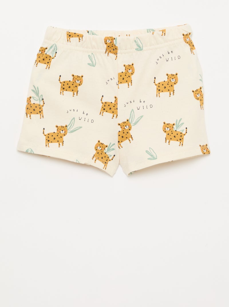 2-delige korte pyjamaset T-shirt + short Biege - Kiabi