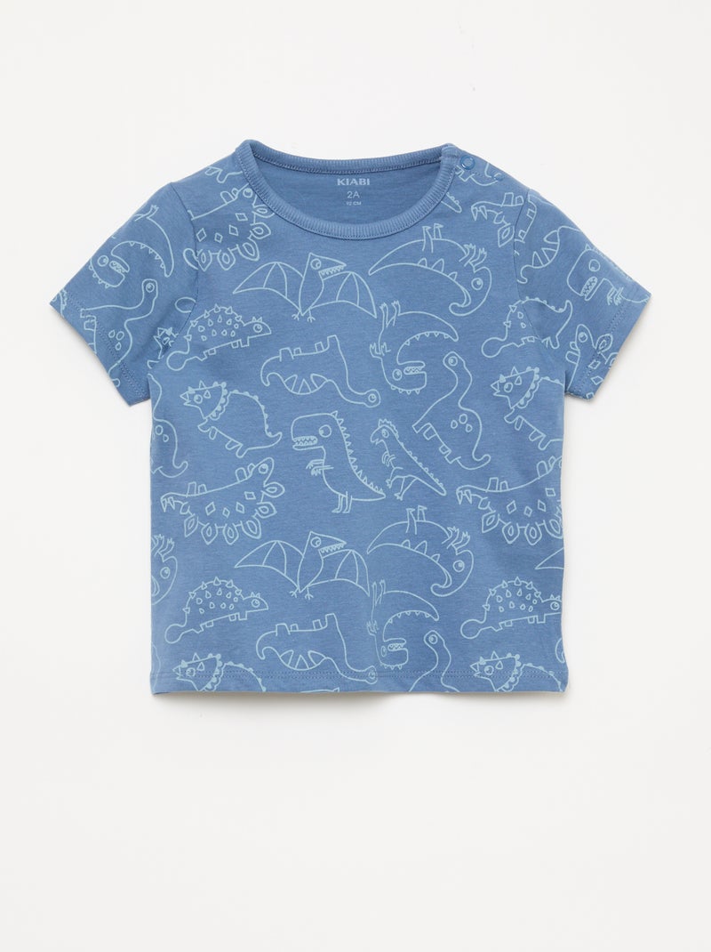 2-delige korte pyjamaset T-shirt + short Blauw - Kiabi
