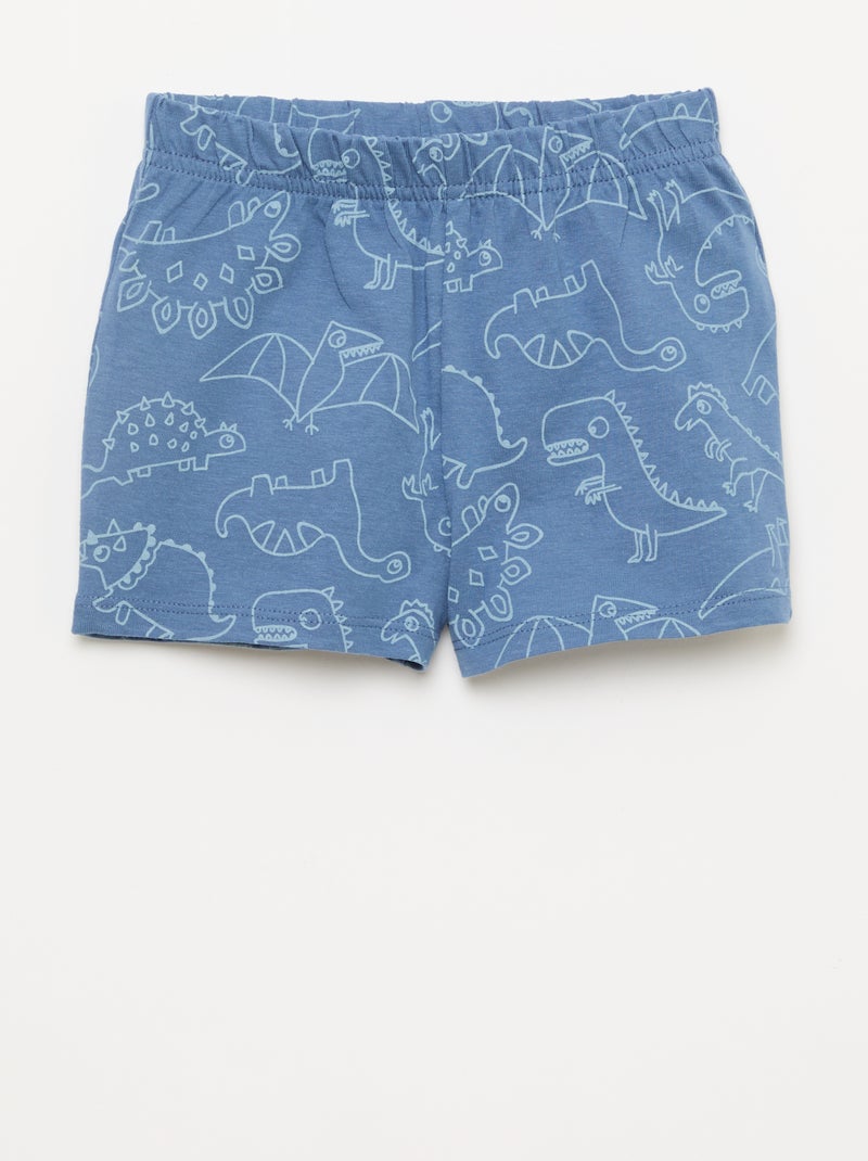2-delige korte pyjamaset T-shirt + short Blauw - Kiabi