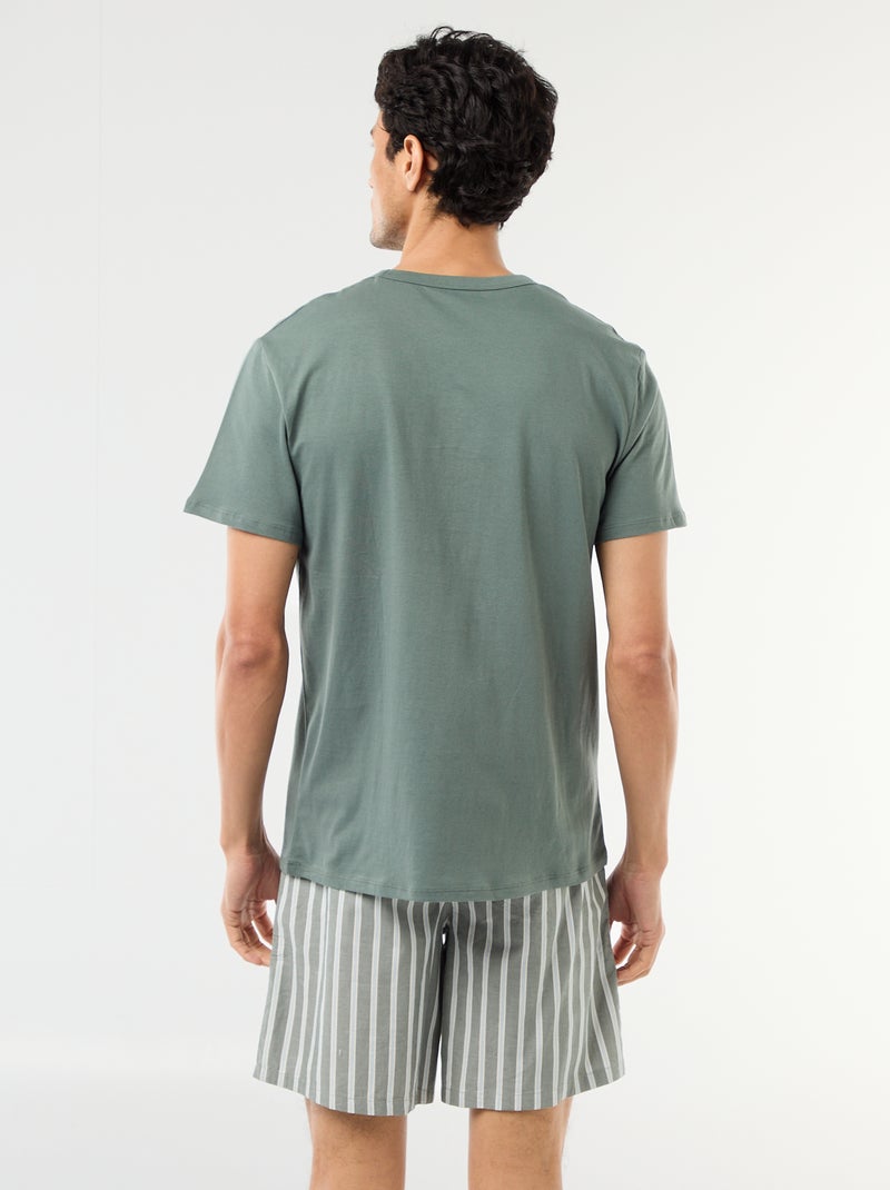 2-delige korte pyjamaset T-shirt + short Groen - Kiabi