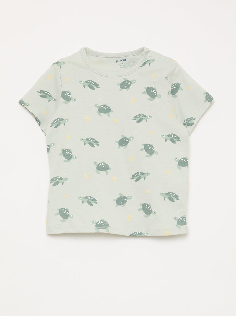 2-delige korte pyjamaset T-shirt + short Groen - Kiabi