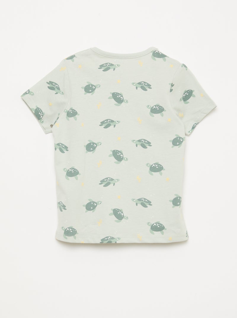 2-delige korte pyjamaset T-shirt + short Groen - Kiabi