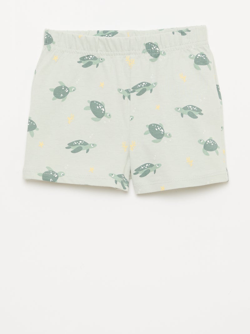 2-delige korte pyjamaset T-shirt + short Groen - Kiabi