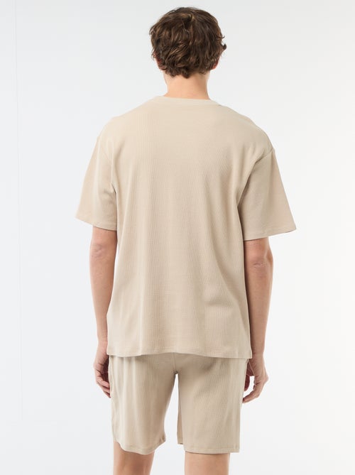 2-delige korte pyjamaset van gewafelde stof - Kiabi