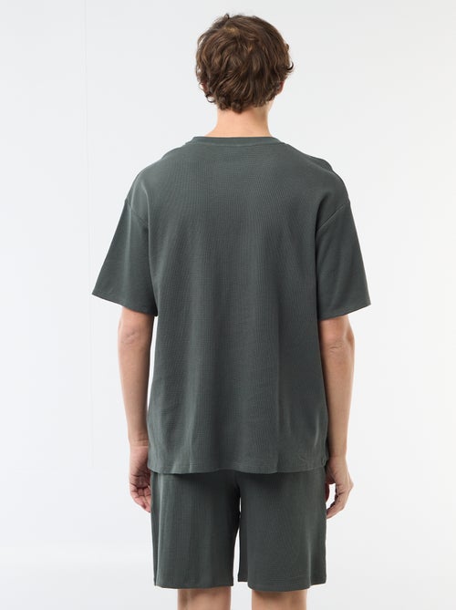 2-delige korte pyjamaset van gewafelde stof - Kiabi