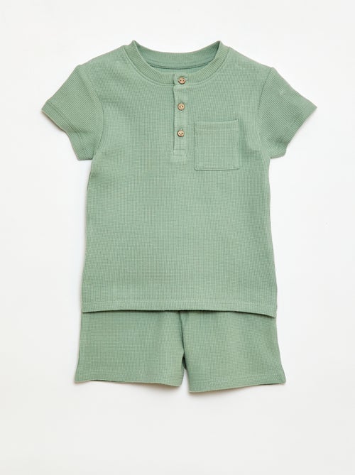 2-delige korte pyjamaset van ribtricot - Kiabi