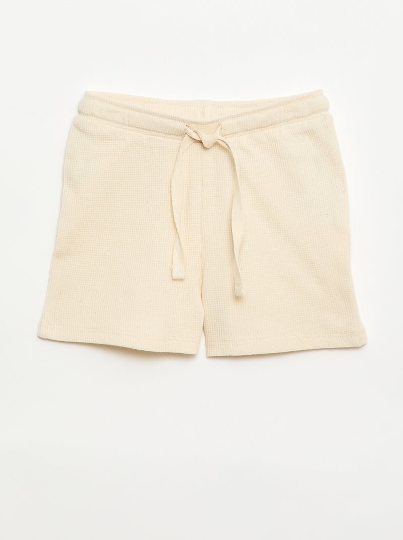 2-delige korte pyjamaset van ribtricot Wit - Kiabi