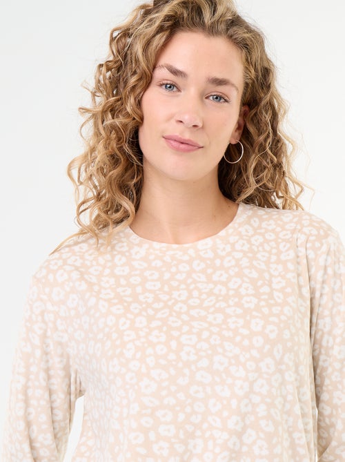 2-delige lange fleece pyjamaset - Kiabi