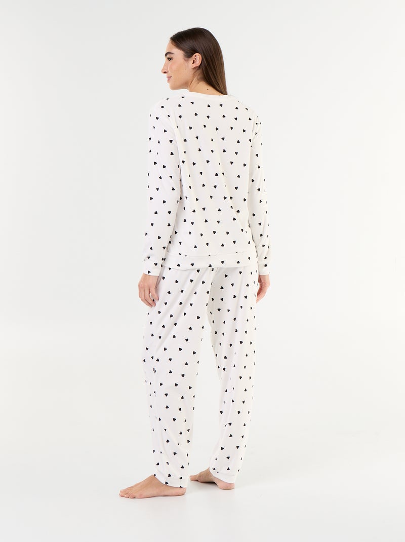 2-delige lange fleece pyjamaset Wit - Kiabi