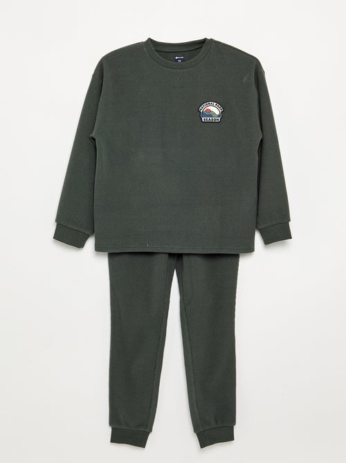 2-delige lange gewafelde pyjamaset - Kiabi