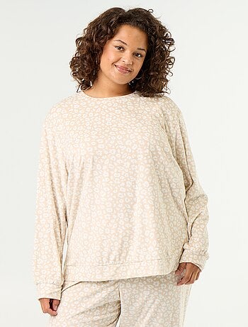 2-delige lange pyjamaset van fleece met print