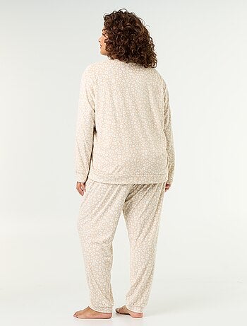 2-delige lange pyjamaset van fleece met print
