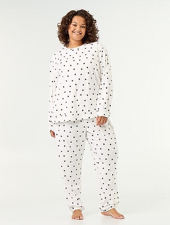 2-delige lange pyjamaset van fleece met print