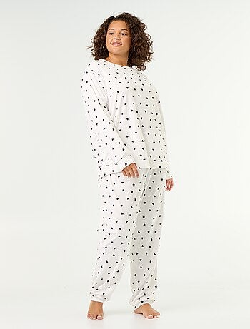 2-delige lange pyjamaset van fleece met print