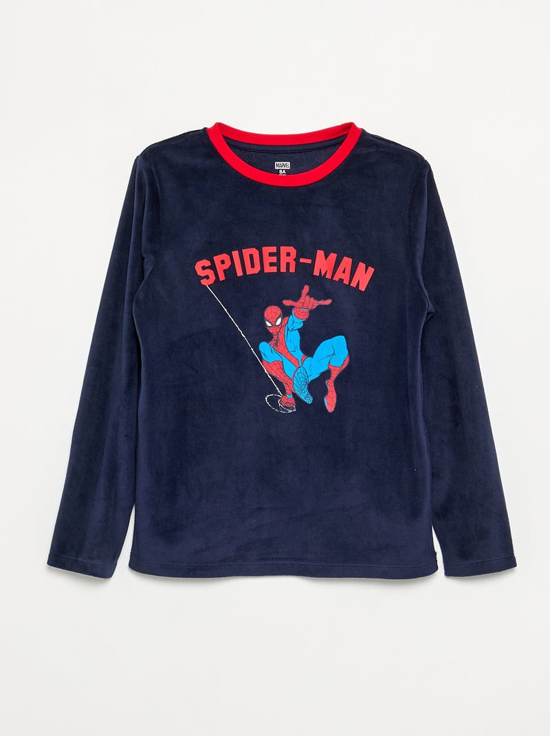 2-delige lange 'Spiderman' pyjamaset van fleece Blauw - Kiabi