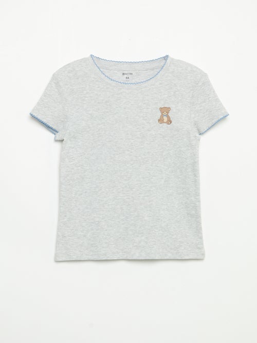 2-delige pyjama - T-shirt met korte mouwen + gestreepte broek - Kiabi