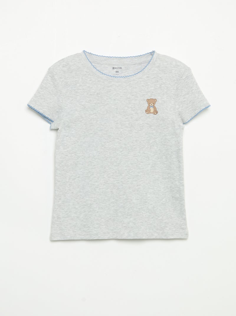 2-delige pyjama - T-shirt met korte mouwen + gestreepte broek Blauw - Kiabi