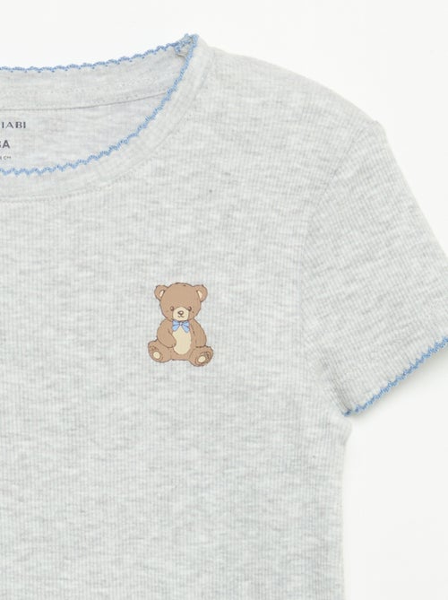 2-delige pyjama - T-shirt met korte mouwen + gestreepte broek - Kiabi