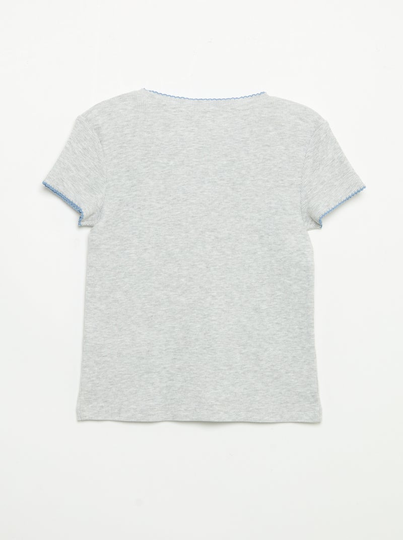 2-delige pyjama - T-shirt met korte mouwen + gestreepte broek Blauw - Kiabi