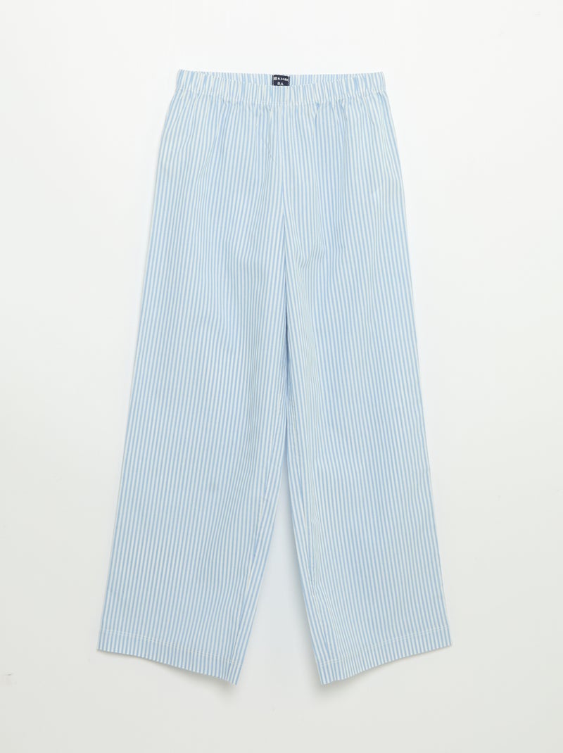 2-delige pyjama - T-shirt met korte mouwen + gestreepte broek Blauw - Kiabi