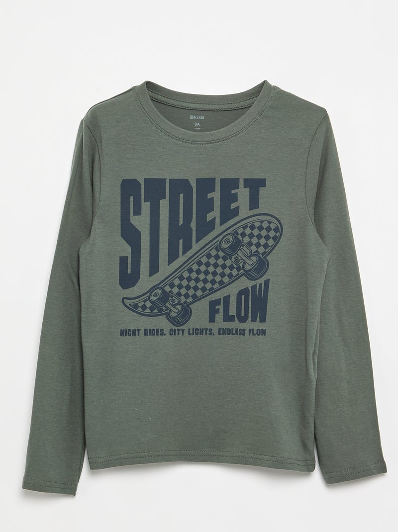 2-delige pyjama - T-shirt met lange mouwen + broek Groen - Kiabi