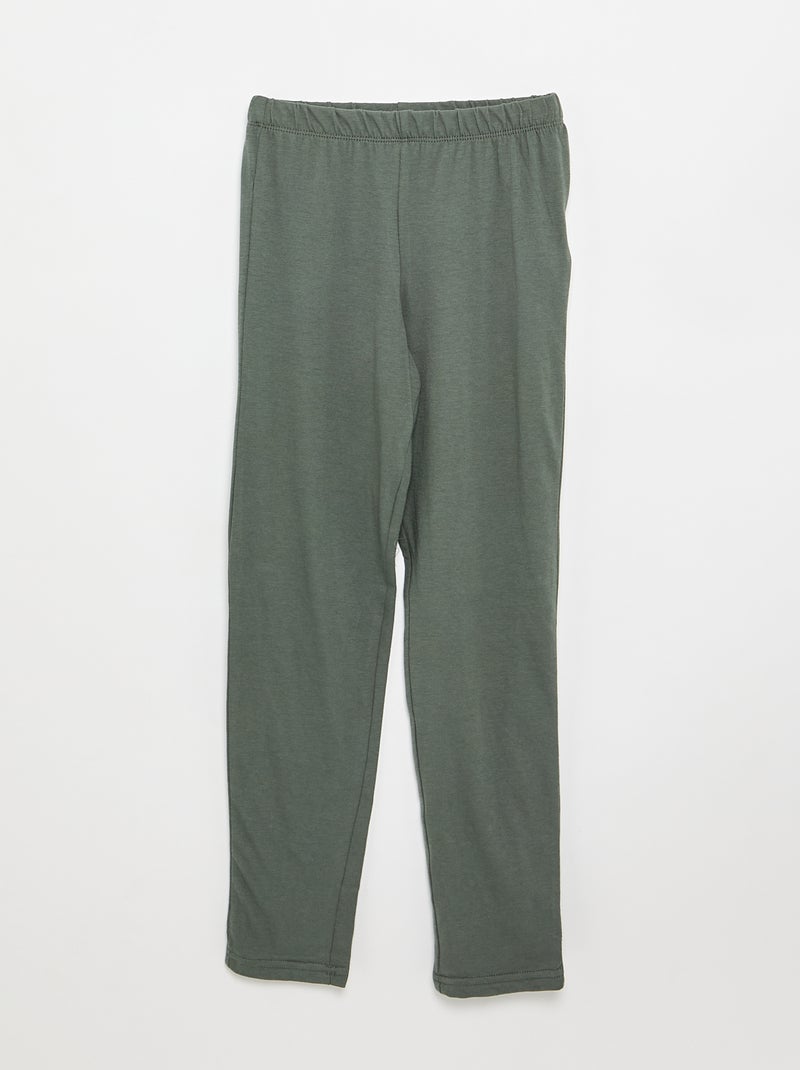 2-delige pyjama - T-shirt met lange mouwen + broek Groen - Kiabi