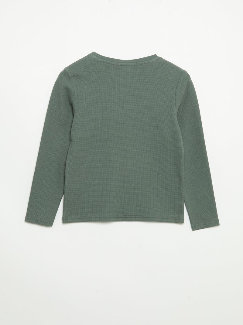 2-delige pyjama - T-shirt met lange mouwen + broek Groen - Kiabi