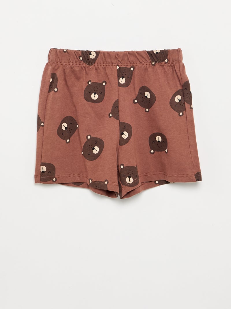 2-delige pyjama - T-shirt + short Bruin - Kiabi