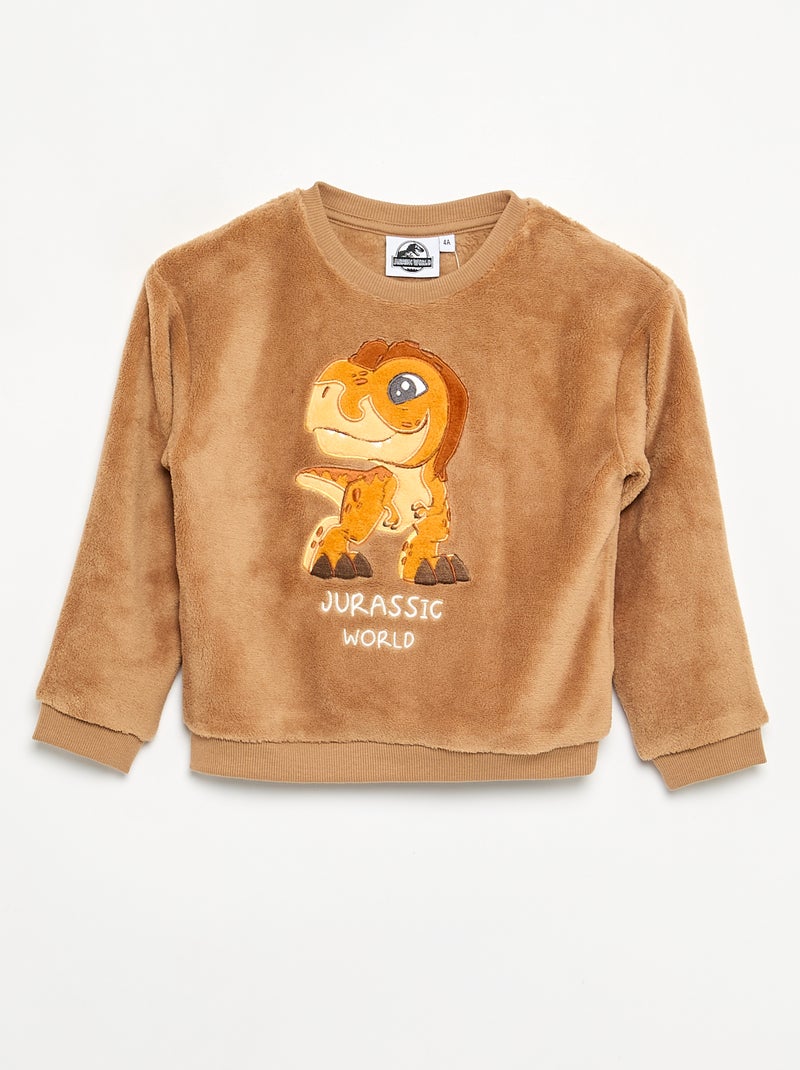 2-delige pyjama 'Jurassic World' - T-shirt met lange mouwen + broek Biege - Kiabi