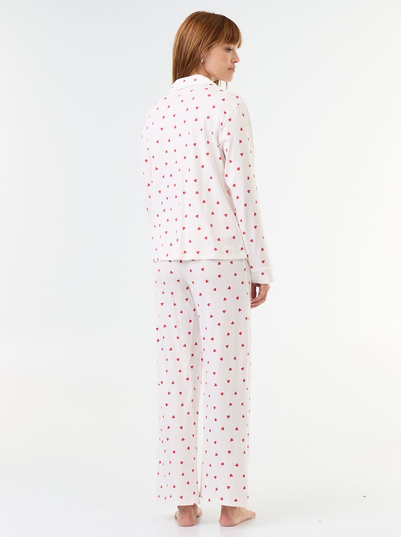 2-delige pyjama met motief en lange broek Wit - Kiabi