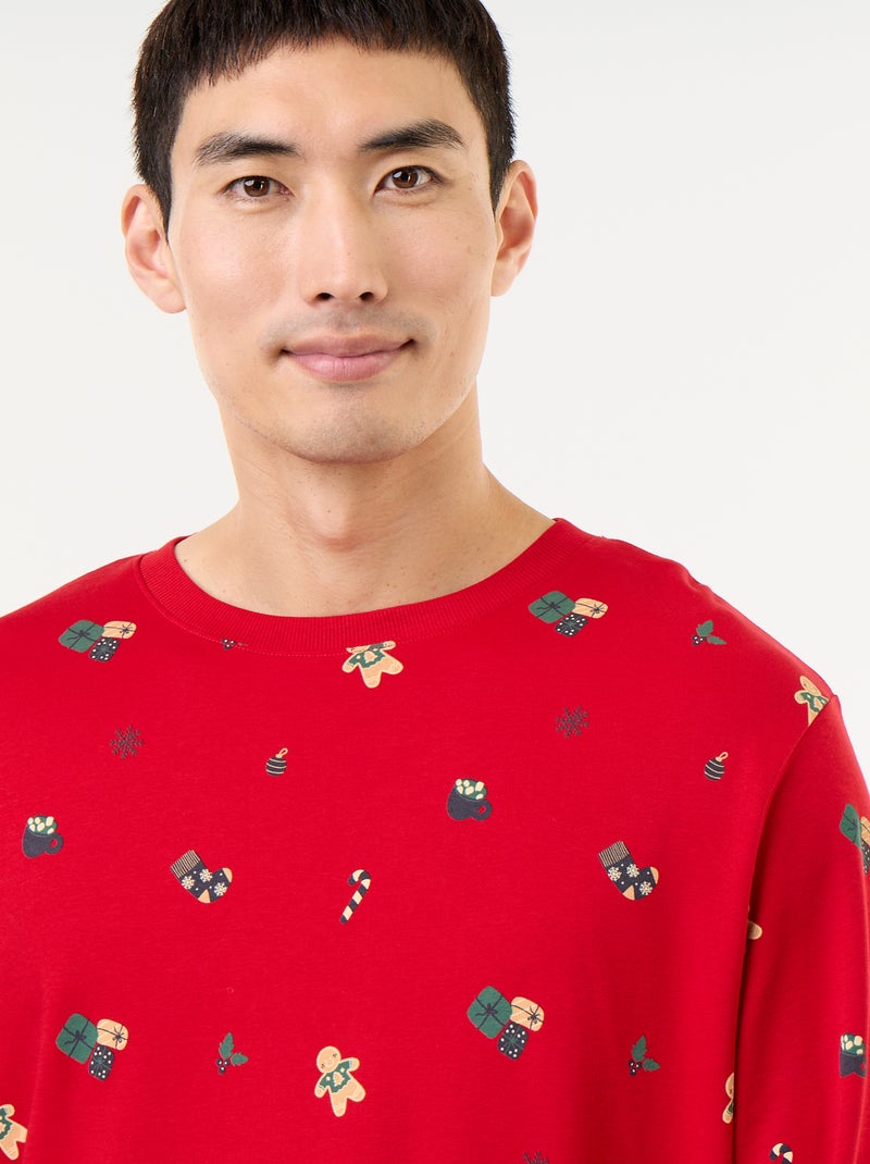 2-delige pyjama met T-shirt en broek 'Kerst' Rood - Kiabi