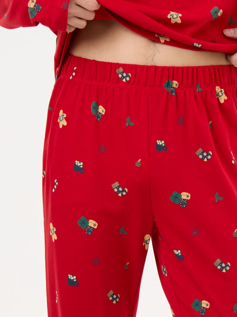 2-delige pyjama met T-shirt en broek 'Kerst' Rood - Kiabi