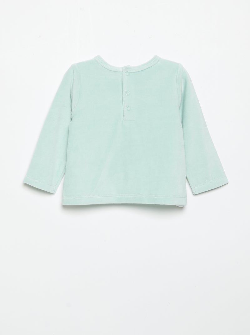 2-delige pyjama 'Petit Béguin' - T-shirt met lange mouwen + broek met voetjes Groen - Kiabi