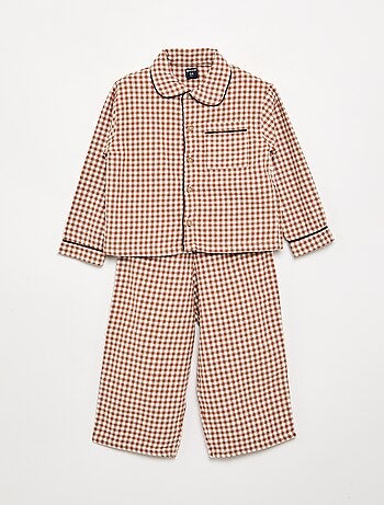 2-delige pyjama van flanel - Gebotonneerd bovenstuk + broek